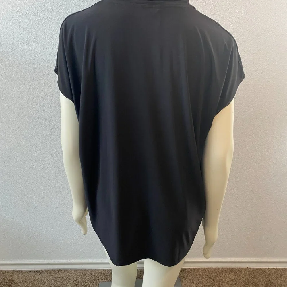 Buffalo David Bitton Women Elevated knit Vneck Black blouse  cap sleeve size XXL - Picture 4 of 6